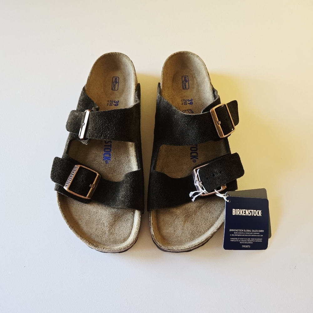 Birkenstock Arizona Mocha Suede Leather Soft Footbed Women's Casual Sandals Sz 8 - Picture 4 of 12